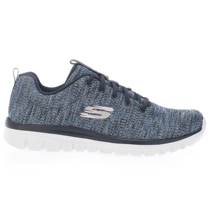 Navy - Side - Skechers Womens-Ladies Graceful Twisted Fortune Trainers