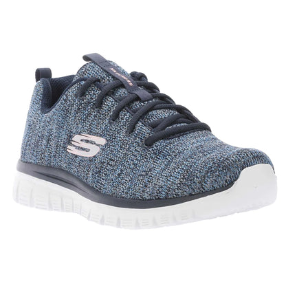 Navy - Front - Skechers Womens-Ladies Graceful Twisted Fortune Trainers
