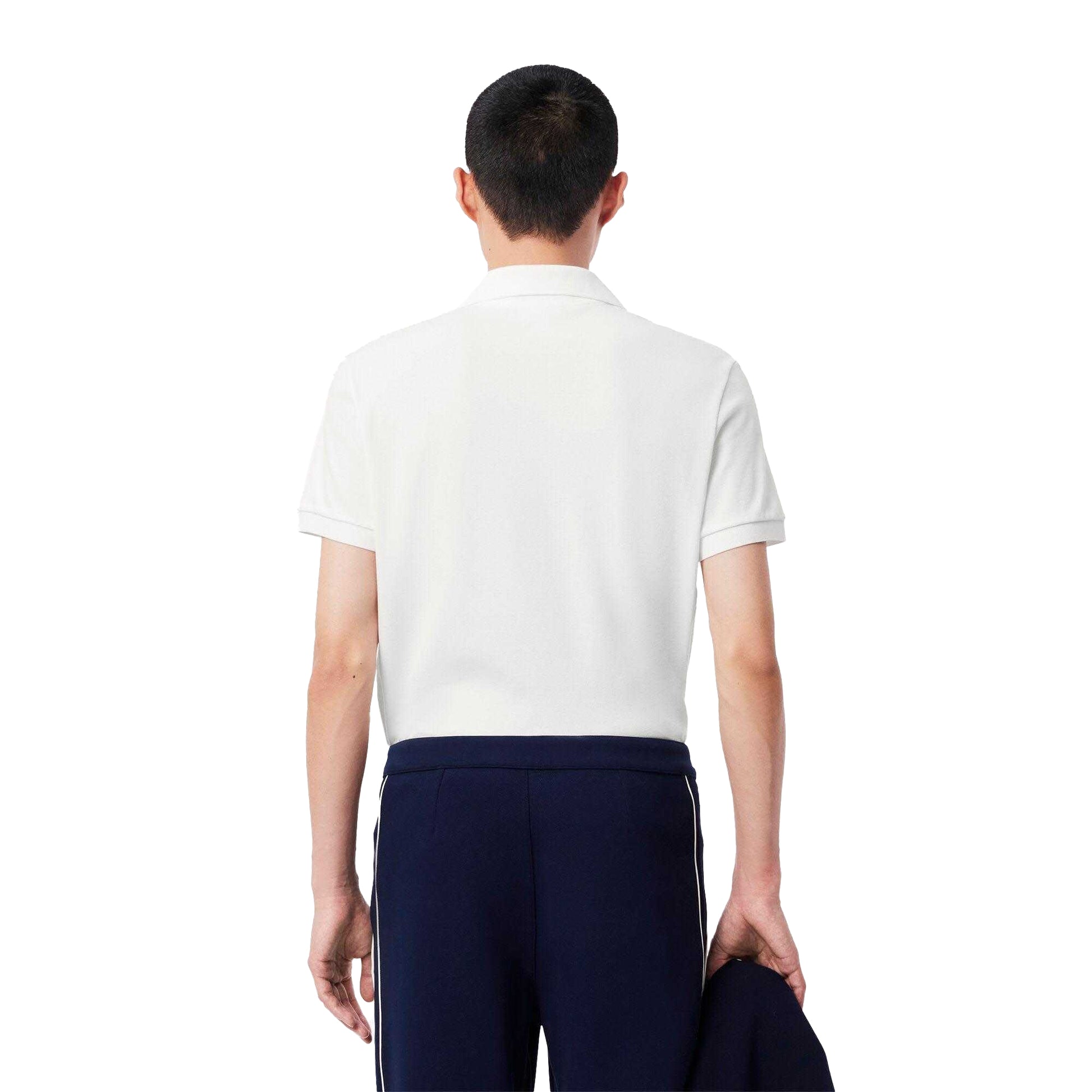 White - Back - Lacoste Mens Paris Open Collar Classic Polo Shirt