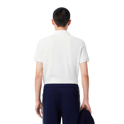 White - Back - Lacoste Mens Paris Open Collar Classic Polo Shirt