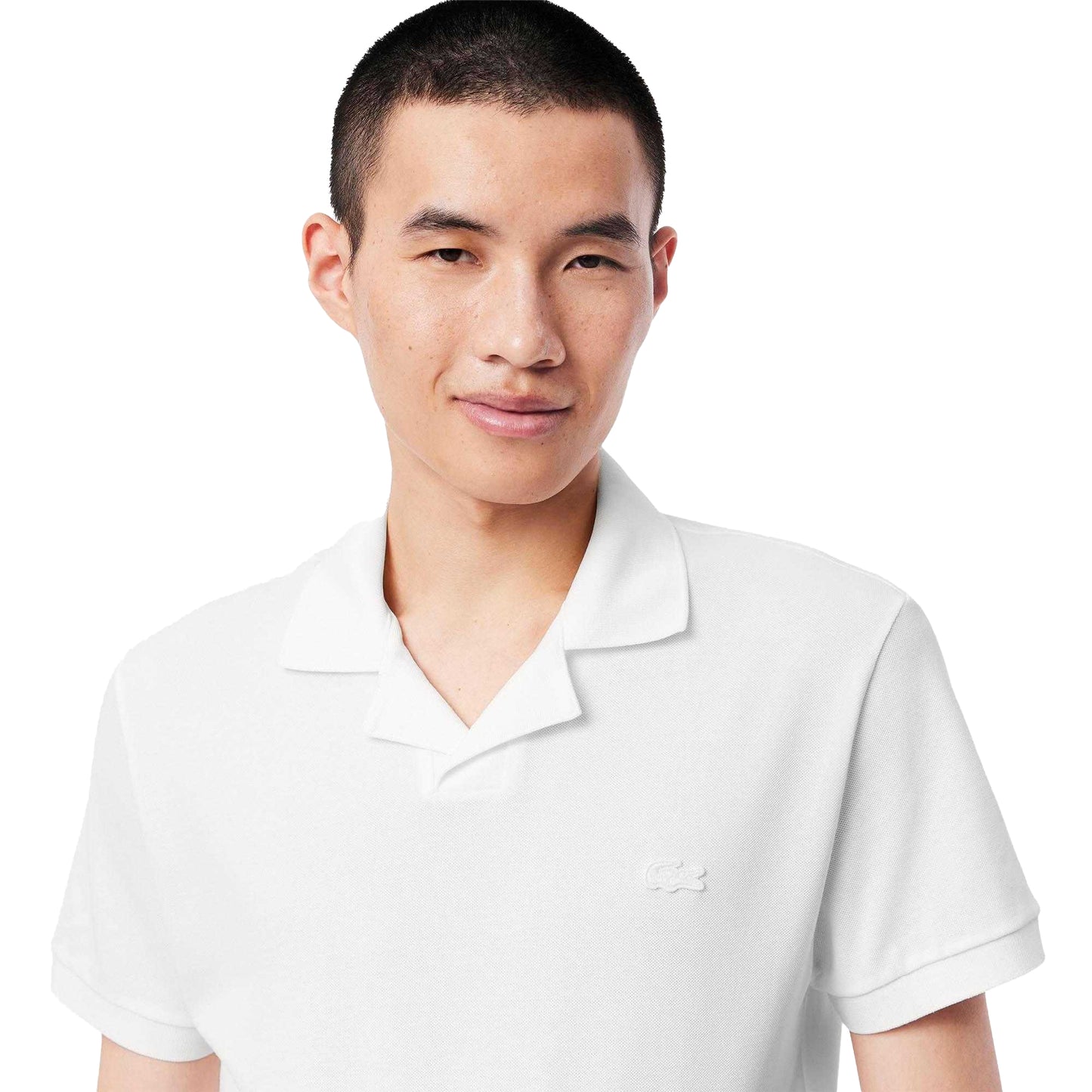 White - Side - Lacoste Mens Paris Open Collar Classic Polo Shirt