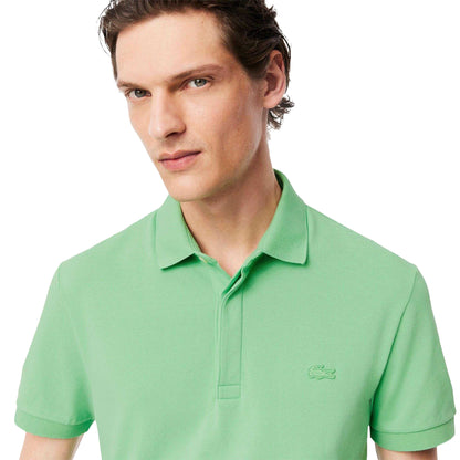 Green - Side - Lacoste Mens Pique Stretch Regular Polo Shirt