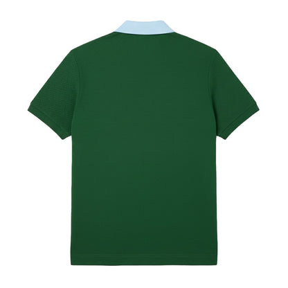 Green - Back - Lacoste Mens Contrast Collar Polo Shirt