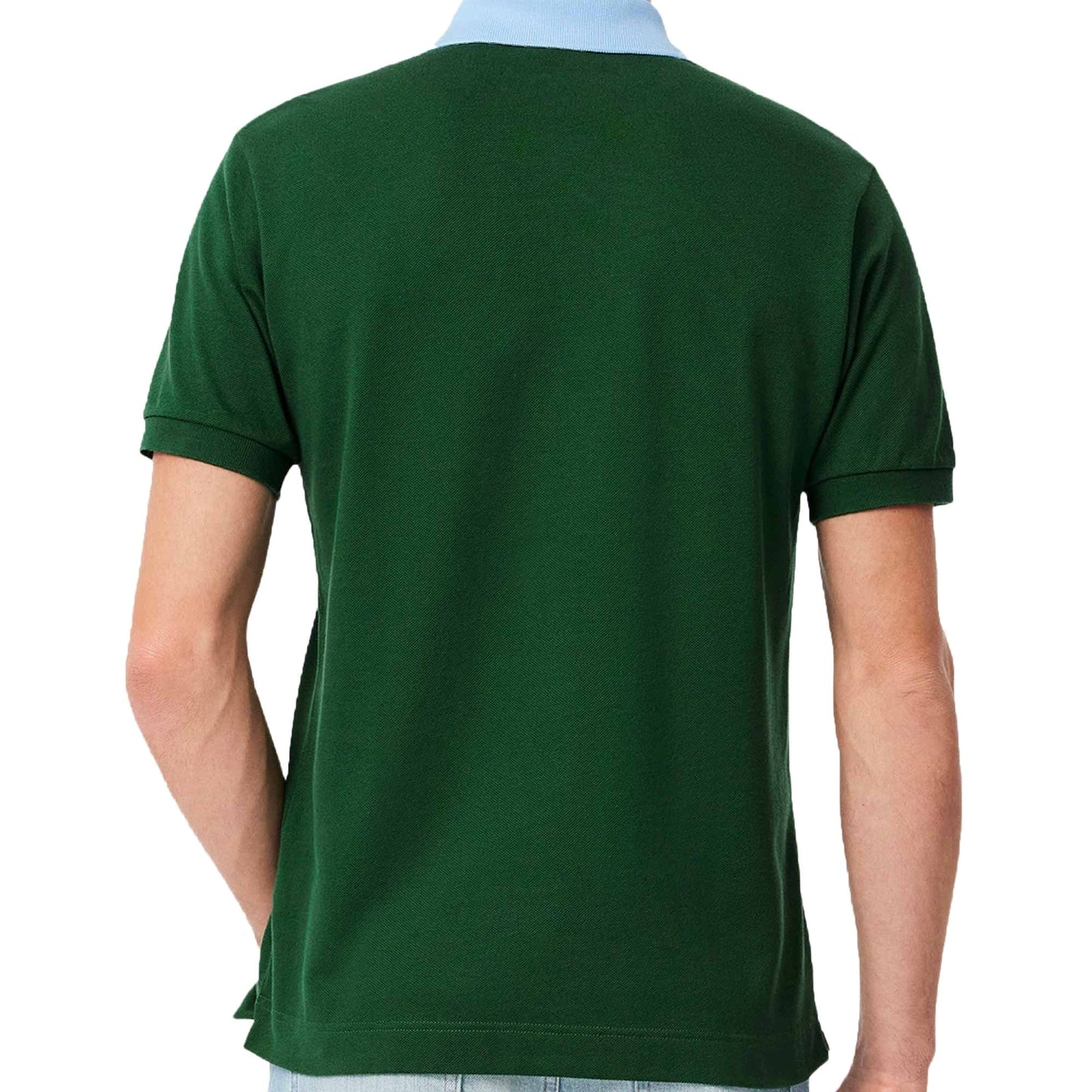 Green - Back - Lacoste Mens Contrast Collar Polo Shirt