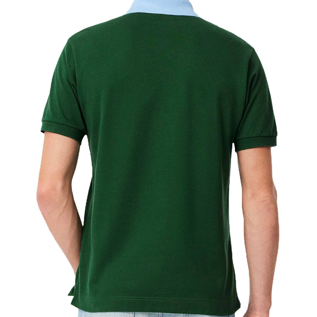 Green - Back - Lacoste Mens Contrast Collar Polo Shirt