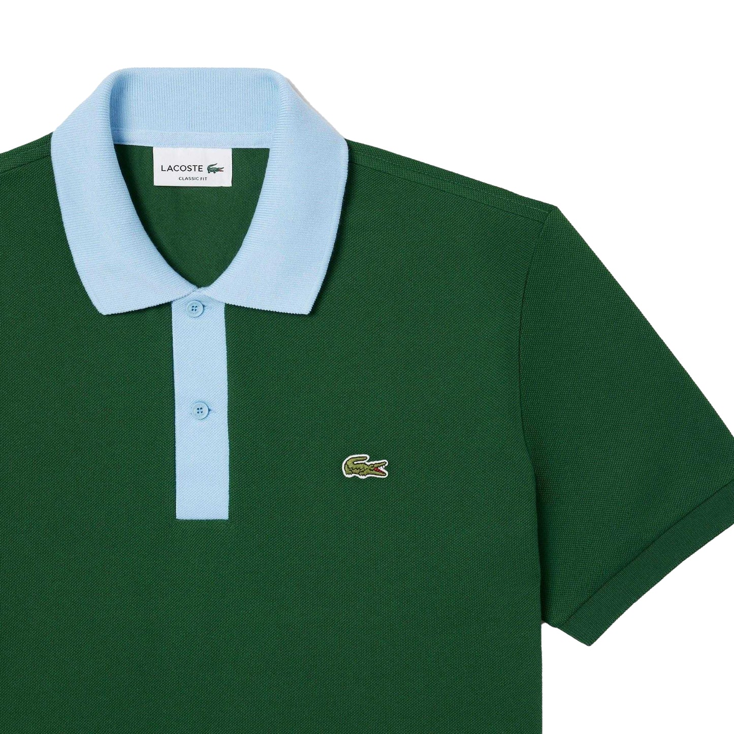 Green - Side - Lacoste Mens Contrast Collar Polo Shirt