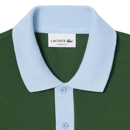 Green - Side - Lacoste Mens Contrast Collar Polo Shirt