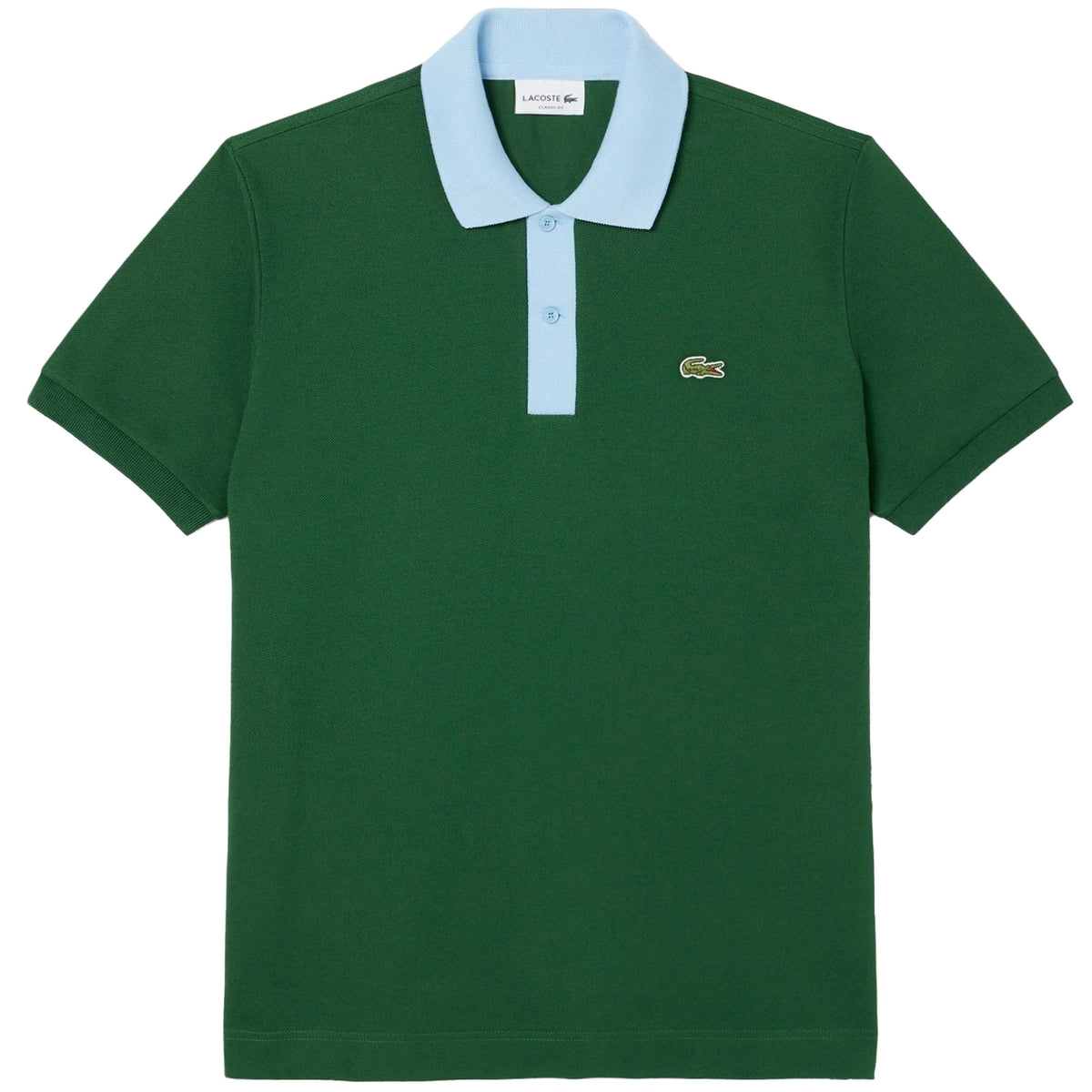 Green - Front - Lacoste Mens Contrast Collar Polo Shirt