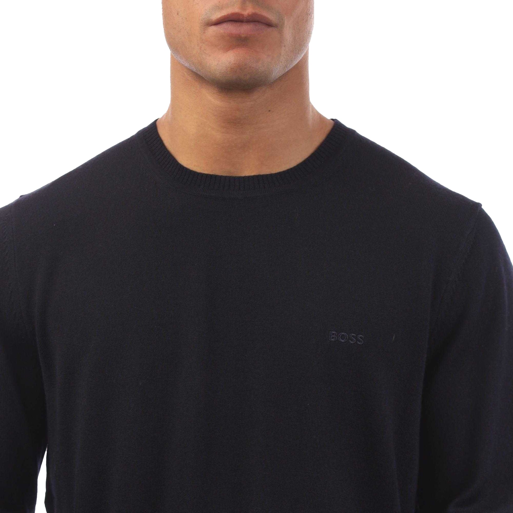 Navy - Side - Boss Mens Bagritte-E Jumper