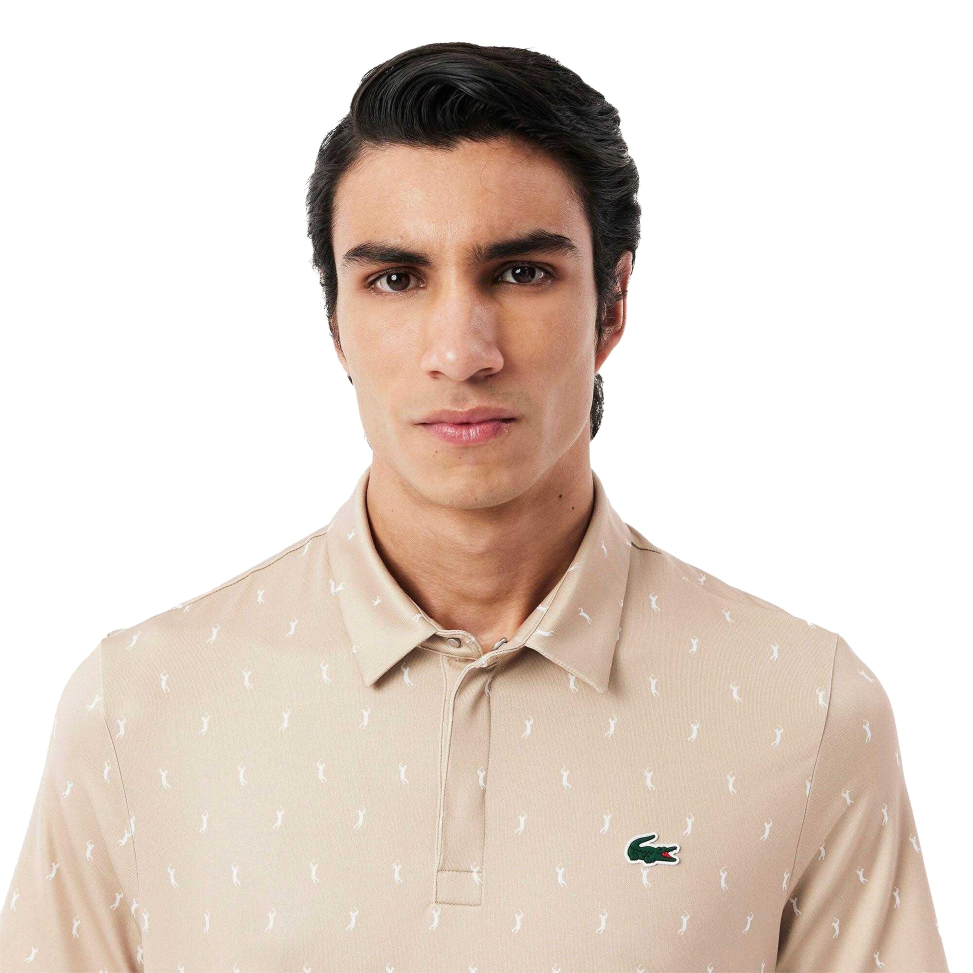 Beige - Side - Lacoste Mens UV Protection Regular Golf Polo Shirt