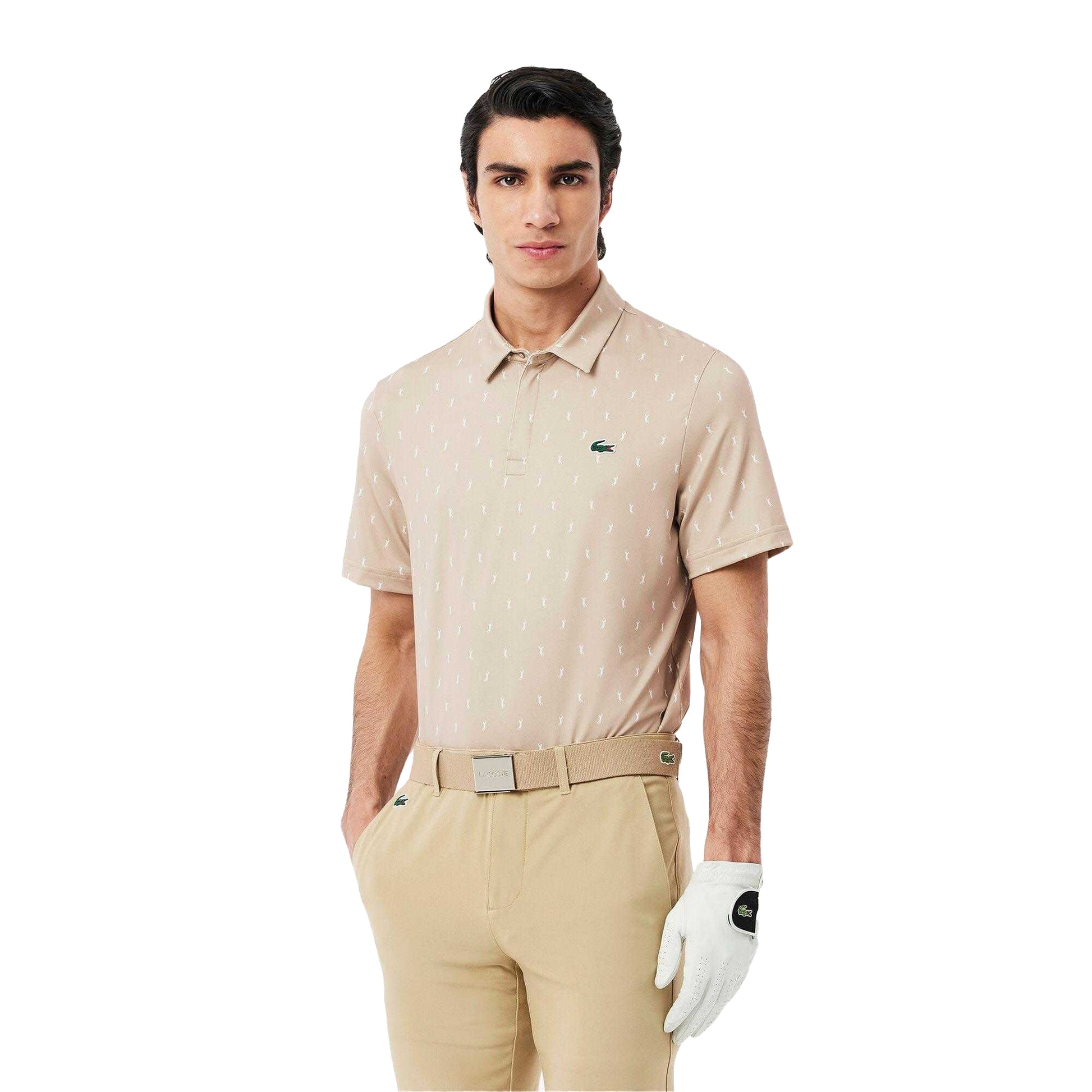 Beige - Lifestyle - Lacoste Mens UV Protection Regular Golf Polo Shirt