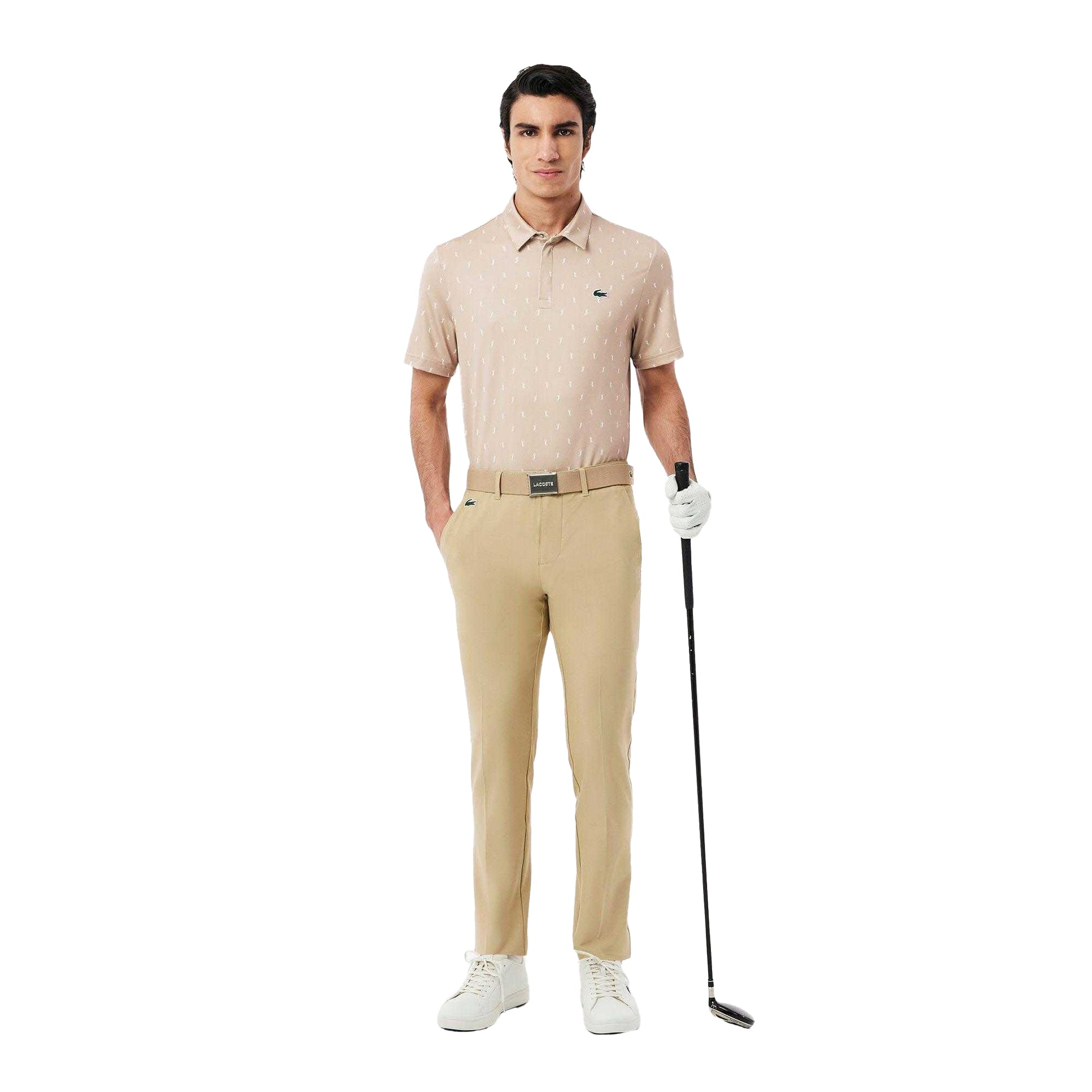Beige - Pack Shot - Lacoste Mens UV Protection Regular Golf Polo Shirt
