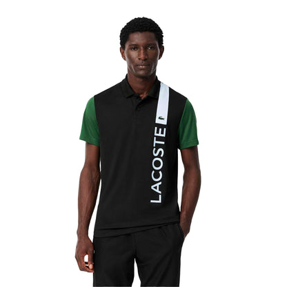Black - Lifestyle - Lacoste Mens Logo Printed Ultra Dry Tennis Polo Shirt