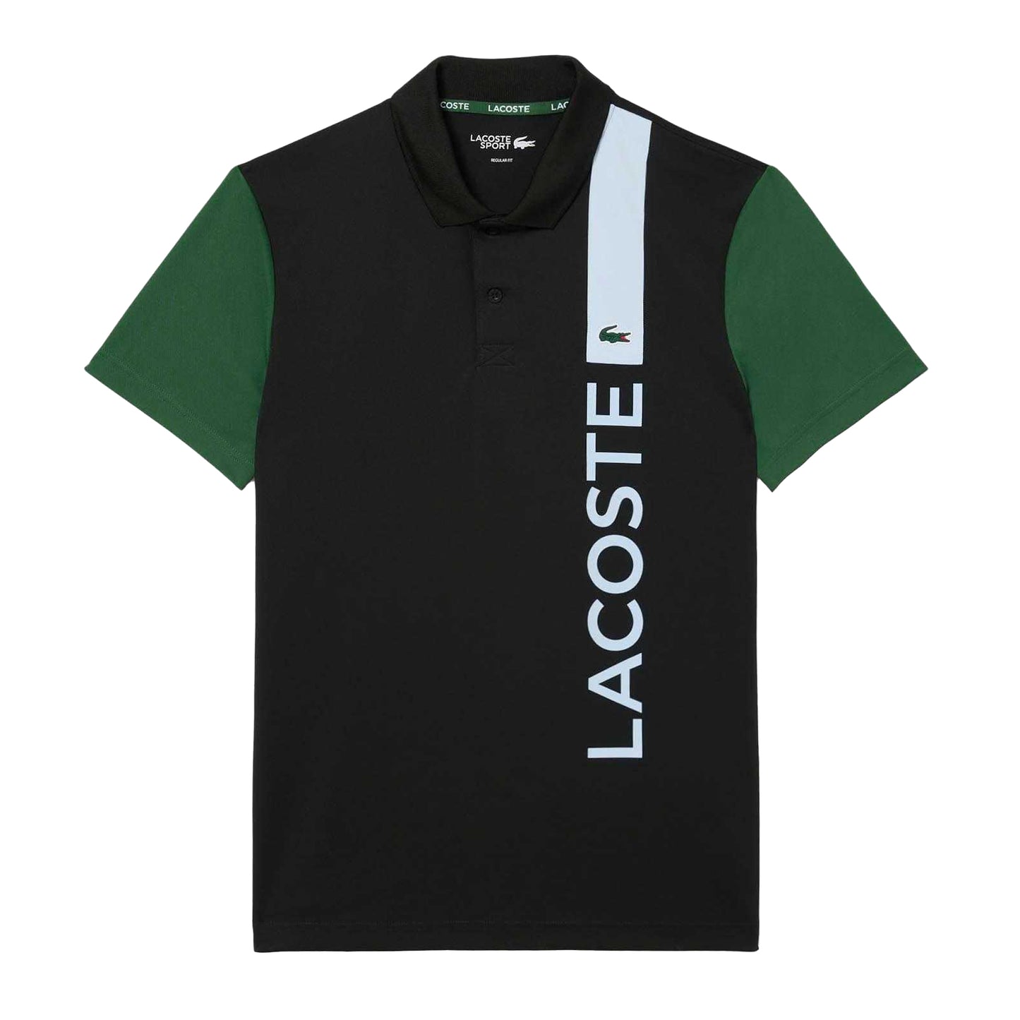 Black - Front - Lacoste Mens Logo Printed Ultra Dry Tennis Polo Shirt