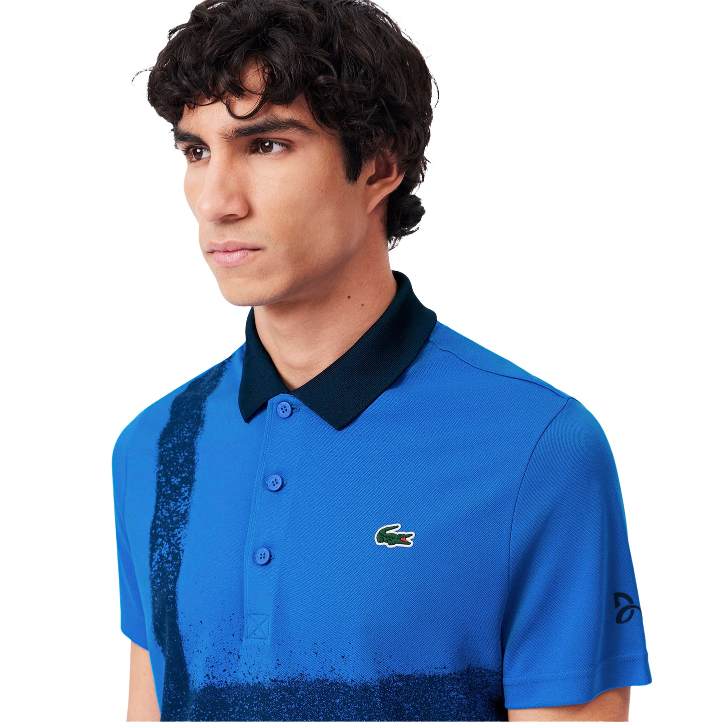 Blue - Side - Lacoste Mens Novak Djokovic Tennis Polo Shirt