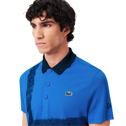 Blue - Side - Lacoste Mens Novak Djokovic Tennis Polo Shirt