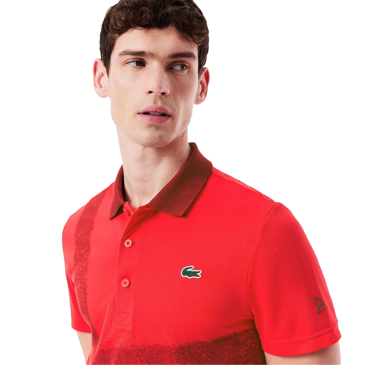 Red - Side - Lacoste Mens Novak Djokovic Tennis Polo Shirt