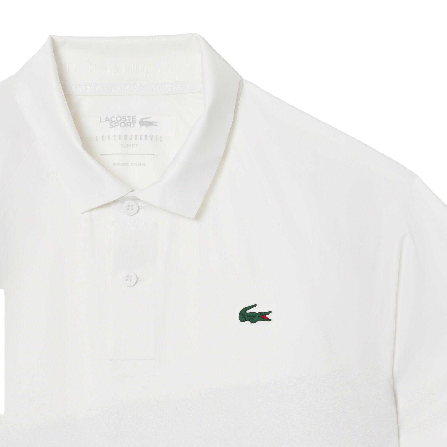 White - Side - Lacoste Mens Novak Djokovic On Court Tennis Polo Shirt