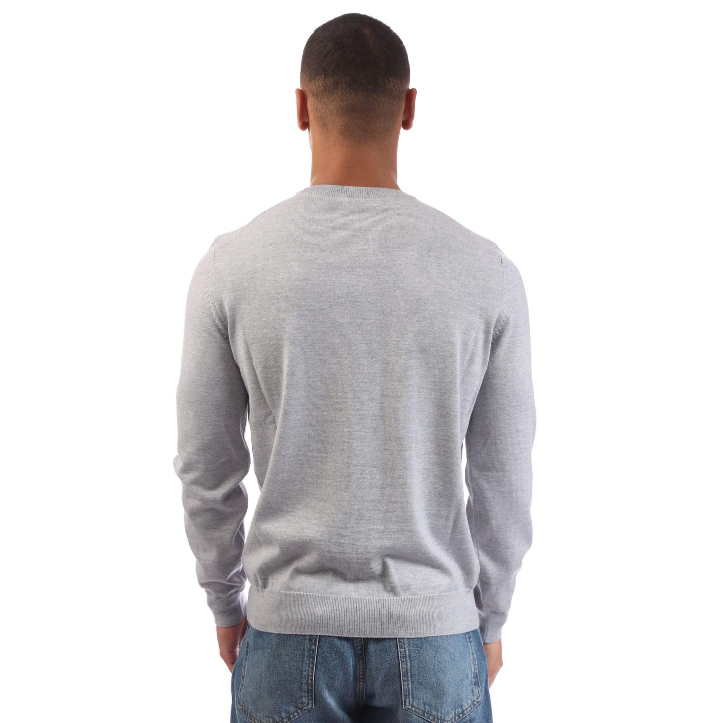 Grey - Back - Boss Mens Botto-L Embroidered Logo Jumper