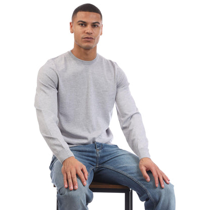 Grey - Lifestyle - Boss Mens Botto-L Embroidered Logo Jumper