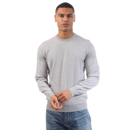 Grey - Front - Boss Mens Botto-L Embroidered Logo Jumper
