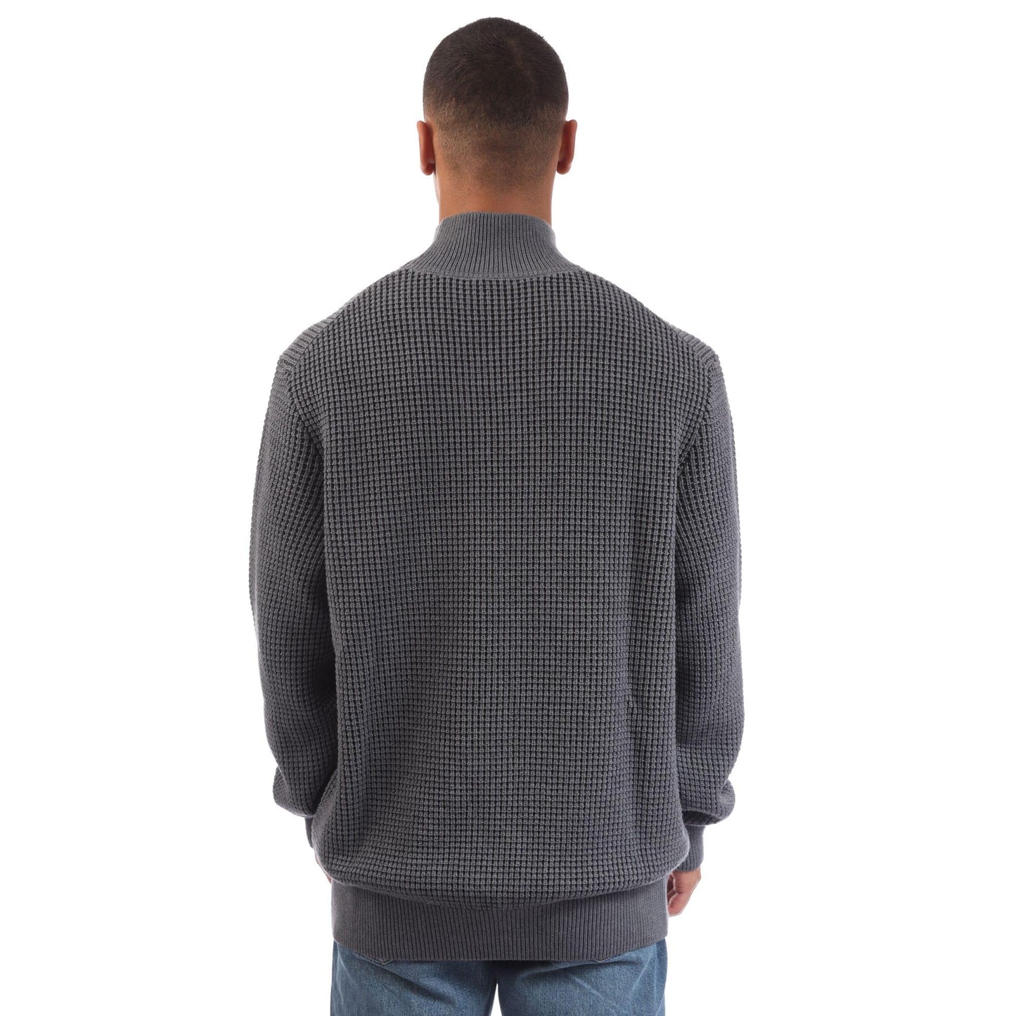Grey - Back - Boss Mens Maurelio High-Neck Jumper
