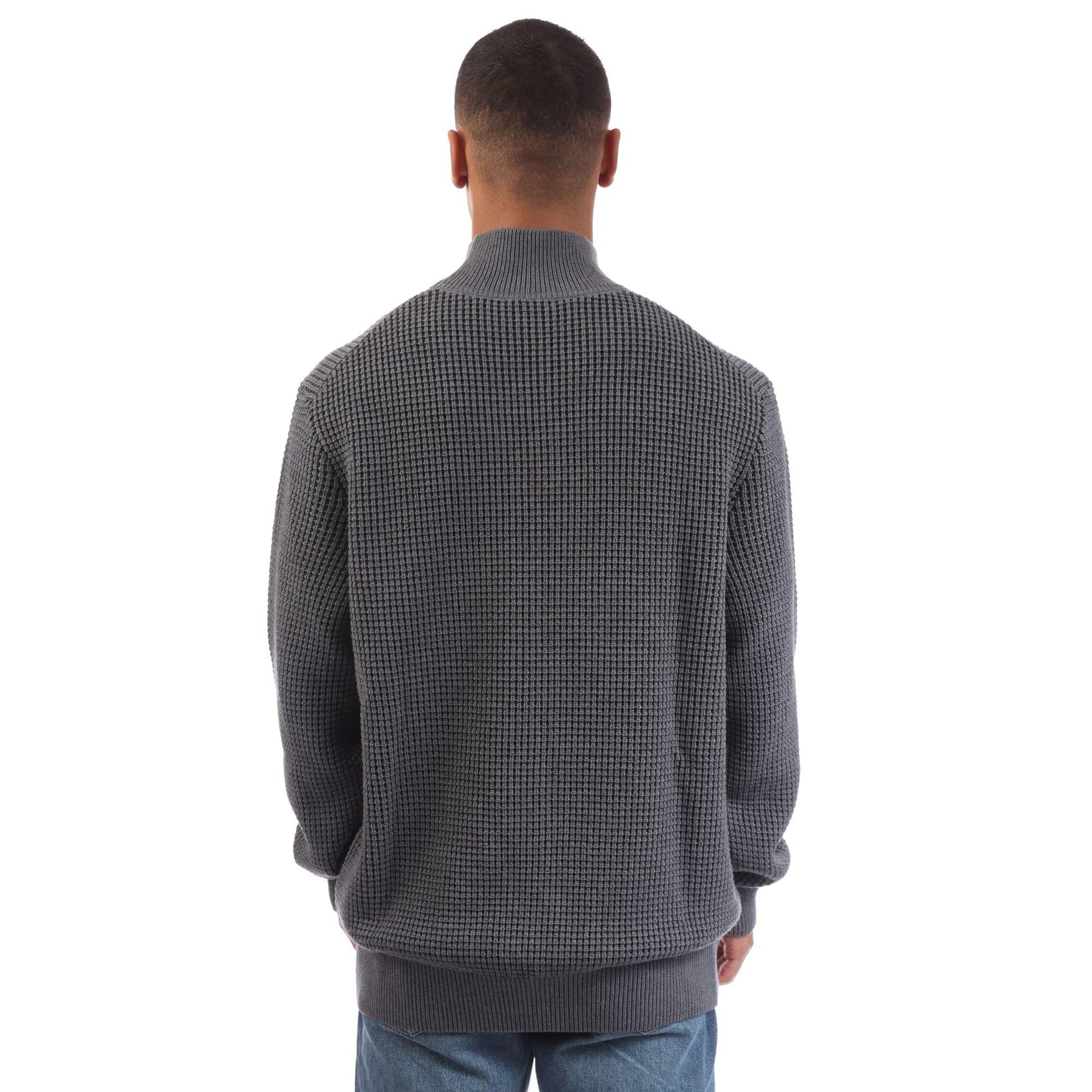 Grey - Back - Boss Mens Maurelio High-Neck Jumper
