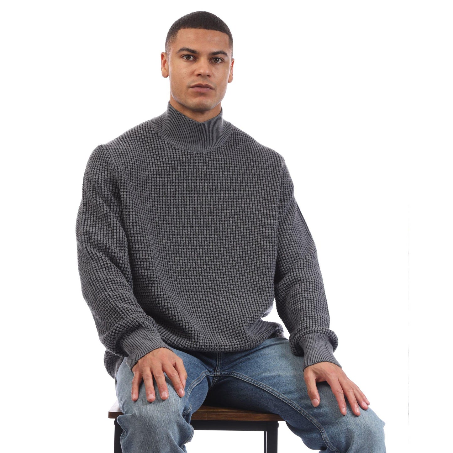 Grey - Lifestyle - Boss Mens Maurelio High-Neck Jumper