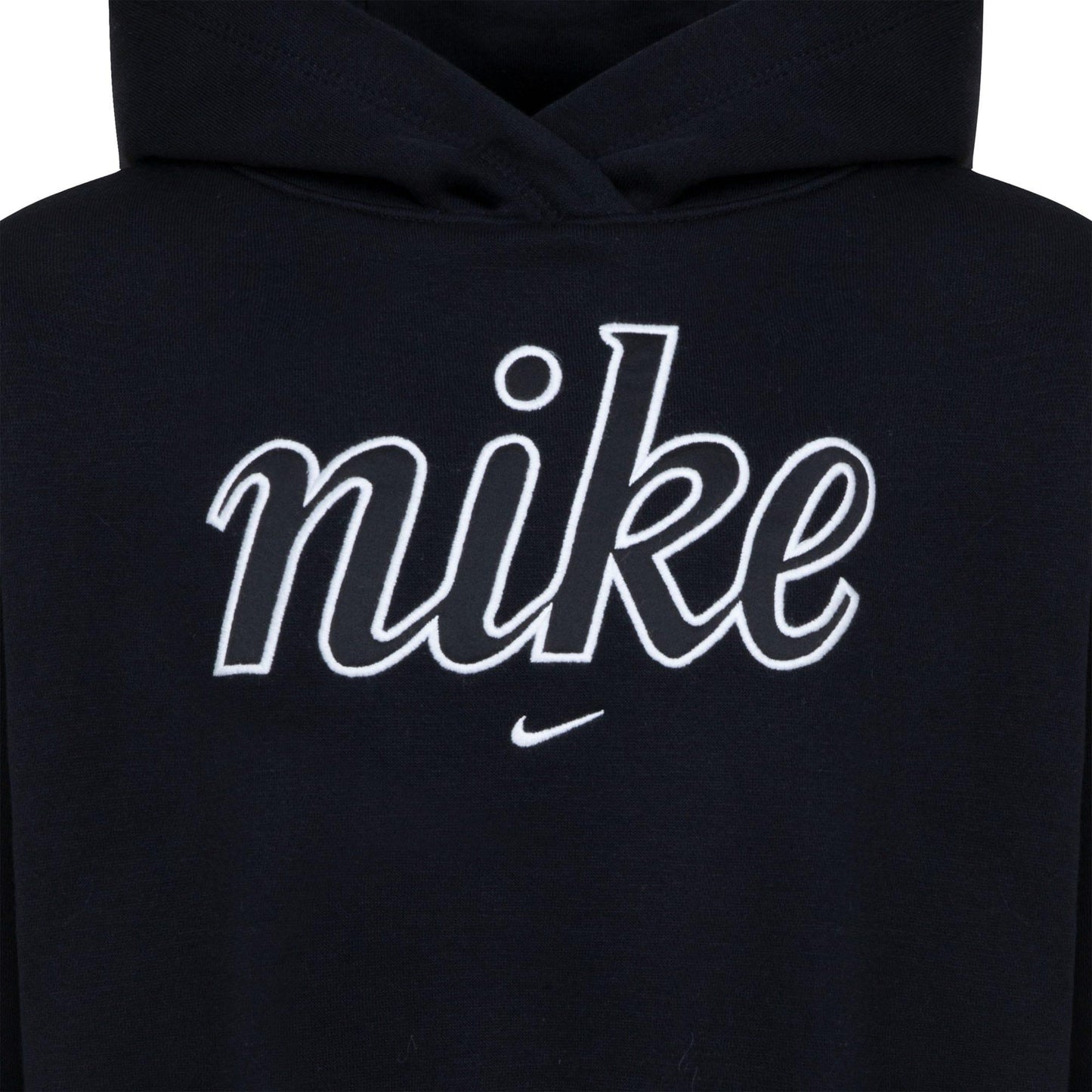 Black - Side - Nike Childrens-Kids Club Fleece Boxy Hoodie