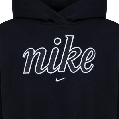 Black - Side - Nike Childrens-Kids Club Fleece Boxy Hoodie