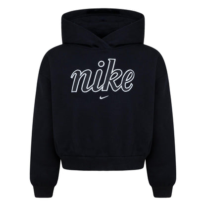 Black - Front - Nike Childrens-Kids Club Fleece Boxy Hoodie