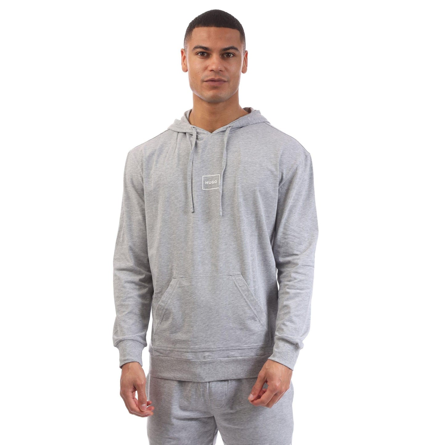 Grey - Front - Hugo Mens Laze Overhead Lounge Hoodie