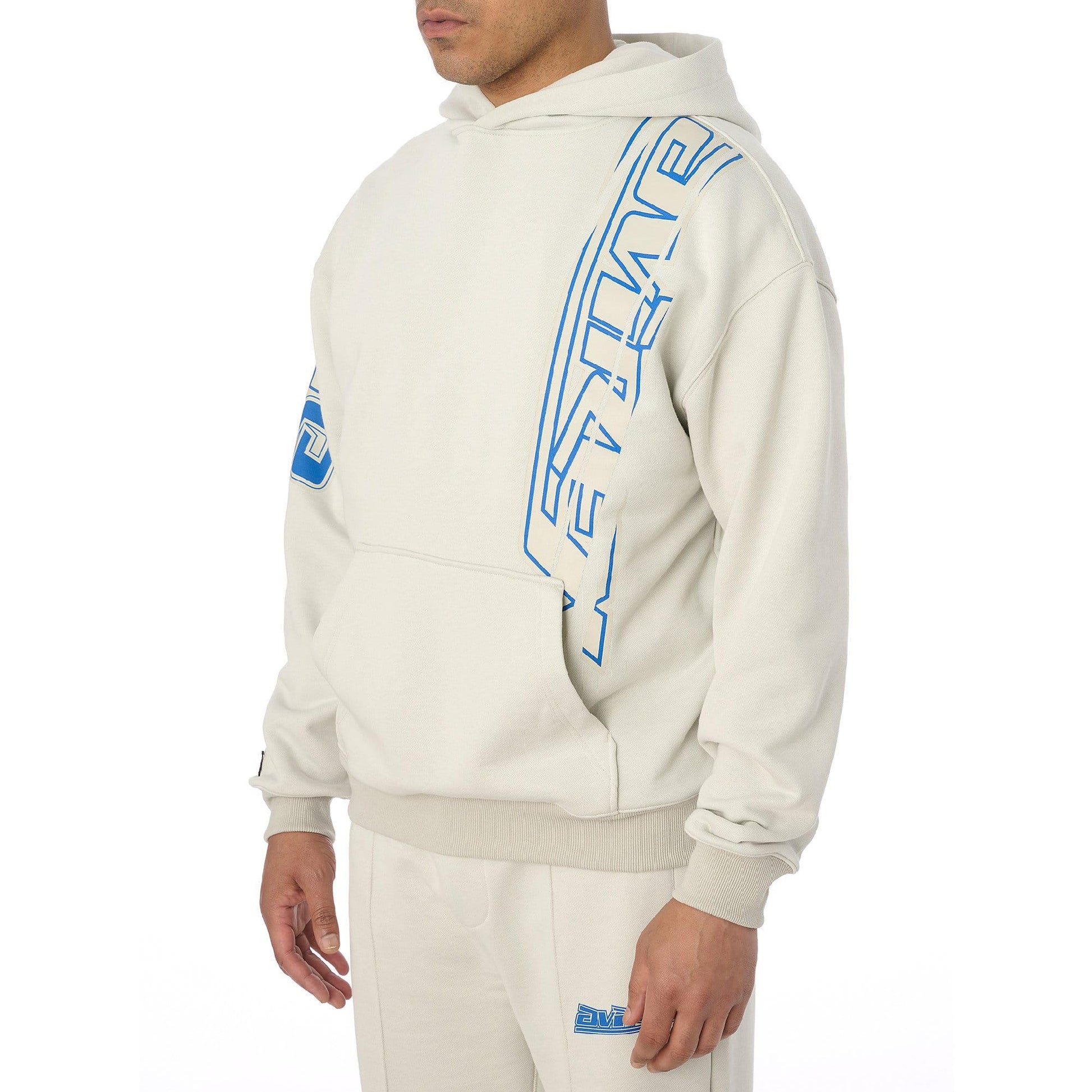 Grey - Side - Avirex Mens Spider Racer Hoodie