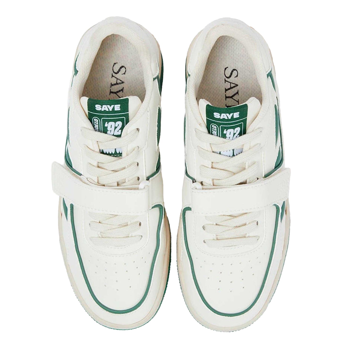 White-Green - Side - Saye Mens M92 Bold Trainers