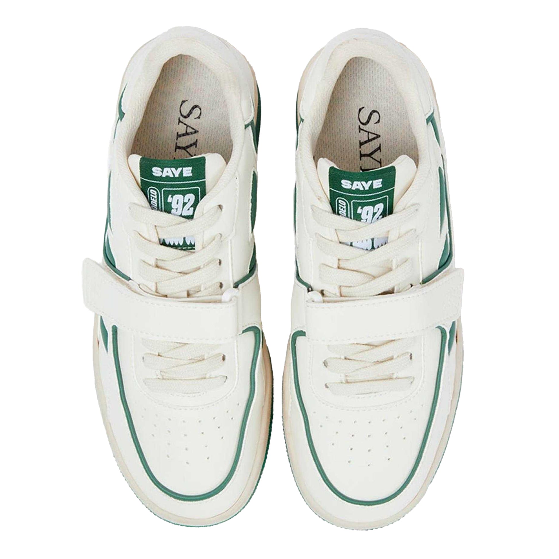 White-Green - Side - Saye Mens M92 Bold Trainers