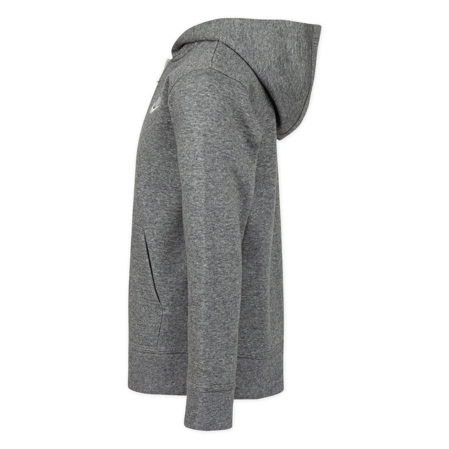 Grey - Side - Nike Childrens-Kids Club Fleece Full Zip Hoodie