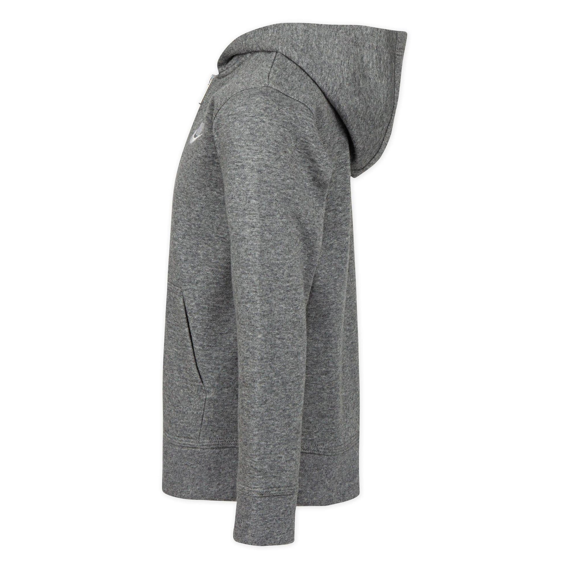 Grey - Side - Nike Childrens-Kids Club Fleece Full Zip Hoodie