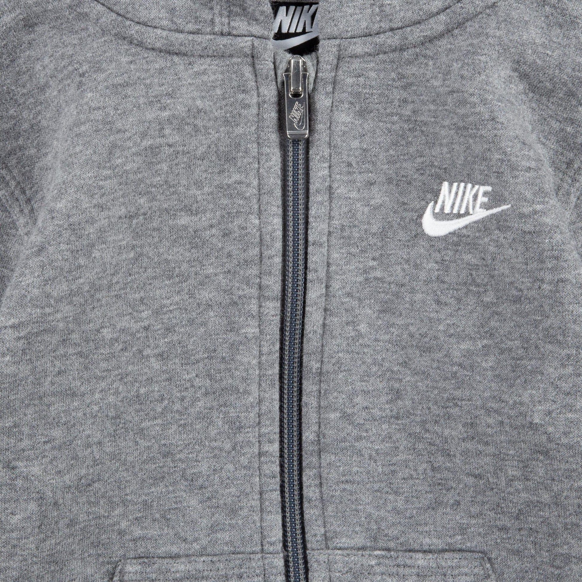Grey - Pack Shot - Nike Childrens-Kids Club Fleece Full Zip Hoodie