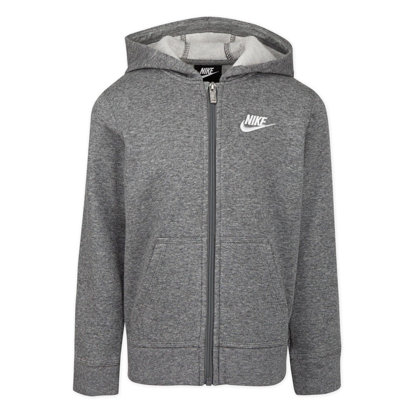 Grey - Front - Nike Childrens-Kids Club Fleece Full Zip Hoodie