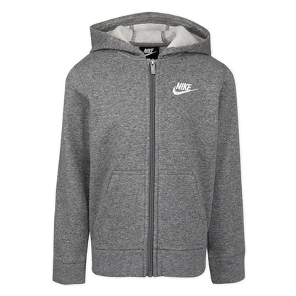 Grey - Front - Nike Childrens-Kids Club Fleece Full Zip Hoodie
