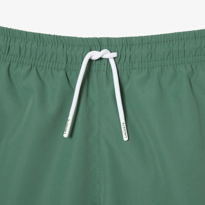 Green - Side - Lacoste Boys Quick Dry Swim Shorts