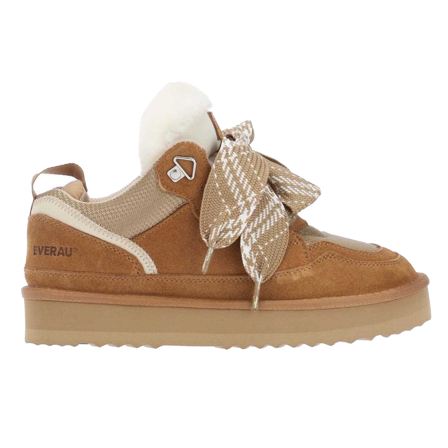 Chestnut - Side - EverAu Womens-Ladies Marbled Leather Trainers