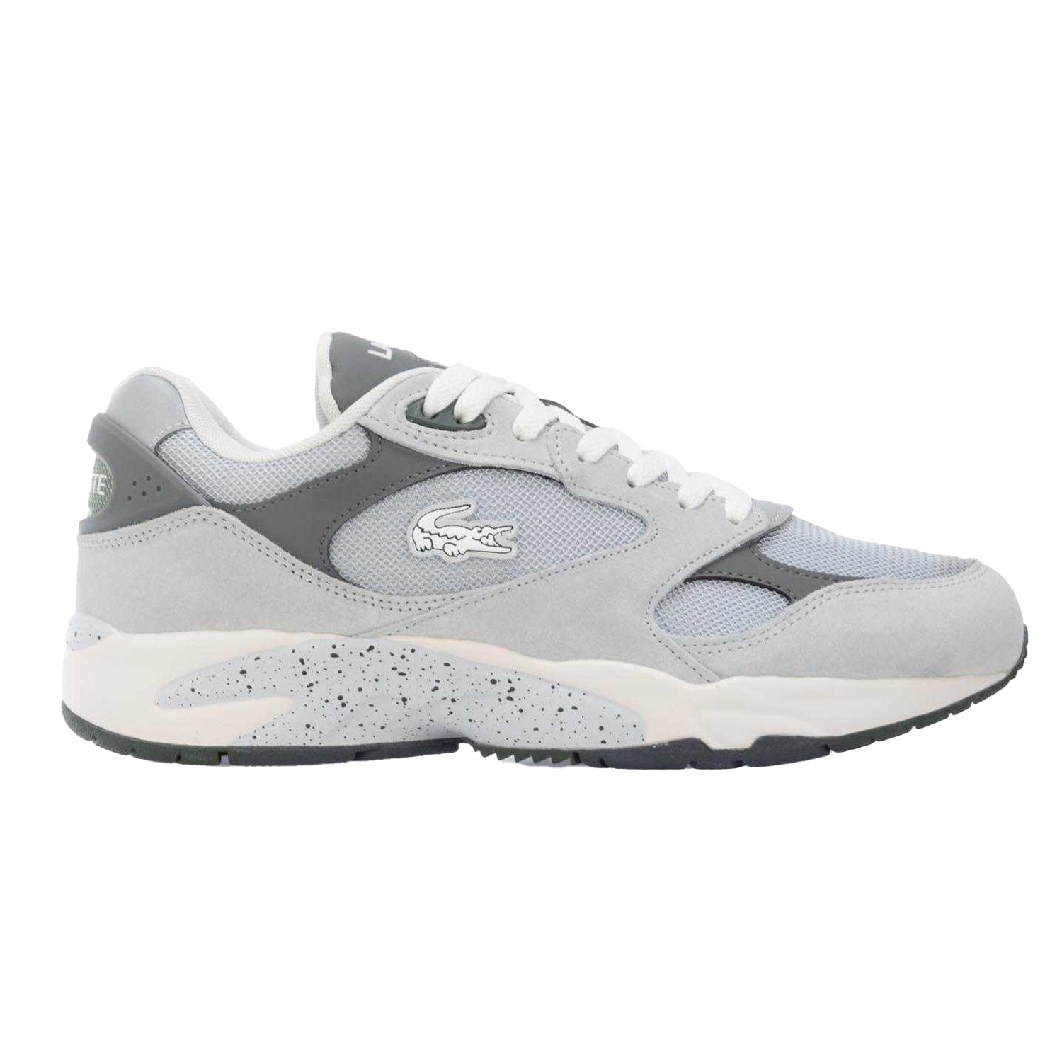 Grey - Side - Lacoste Mens Storm 96 Vintage Leather Trainers