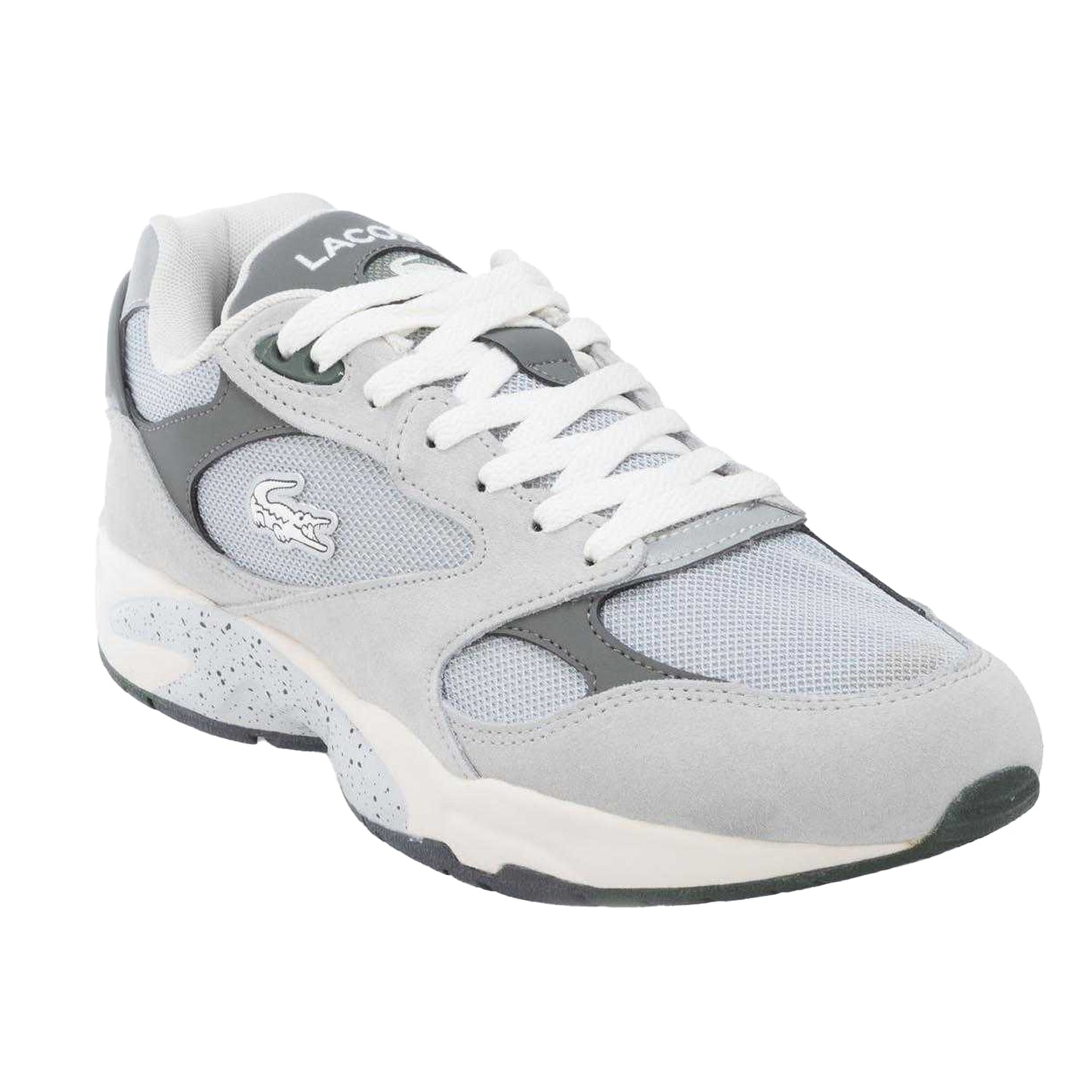 Grey - Front - Lacoste Mens Storm 96 Vintage Leather Trainers