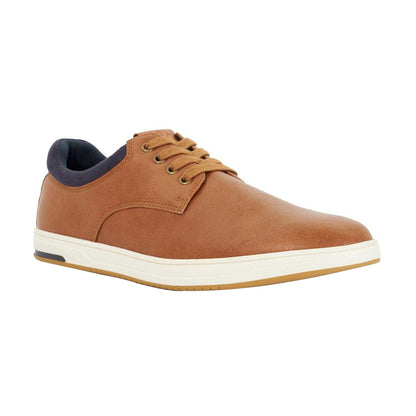 Tan - Front - Dune London Mens Tamsen Lace Up Trainers