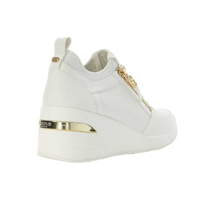 White - Back - Dune London Womens-Ladies Eilin Wedge Heel Trainers