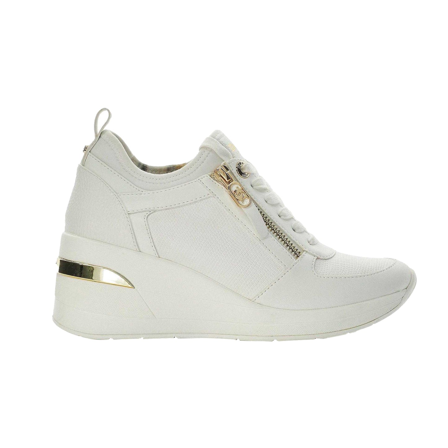 White - Side - Dune London Womens-Ladies Eilin Wedge Heel Trainers