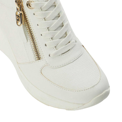 White - Pack Shot - Dune London Womens-Ladies Eilin Wedge Heel Trainers