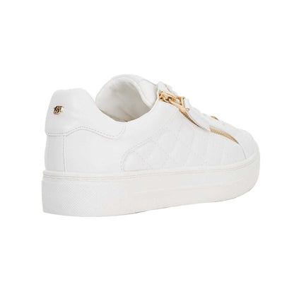 White - Back - Dune London Womens-Ladies Eisel Quilted Flatform Trainers