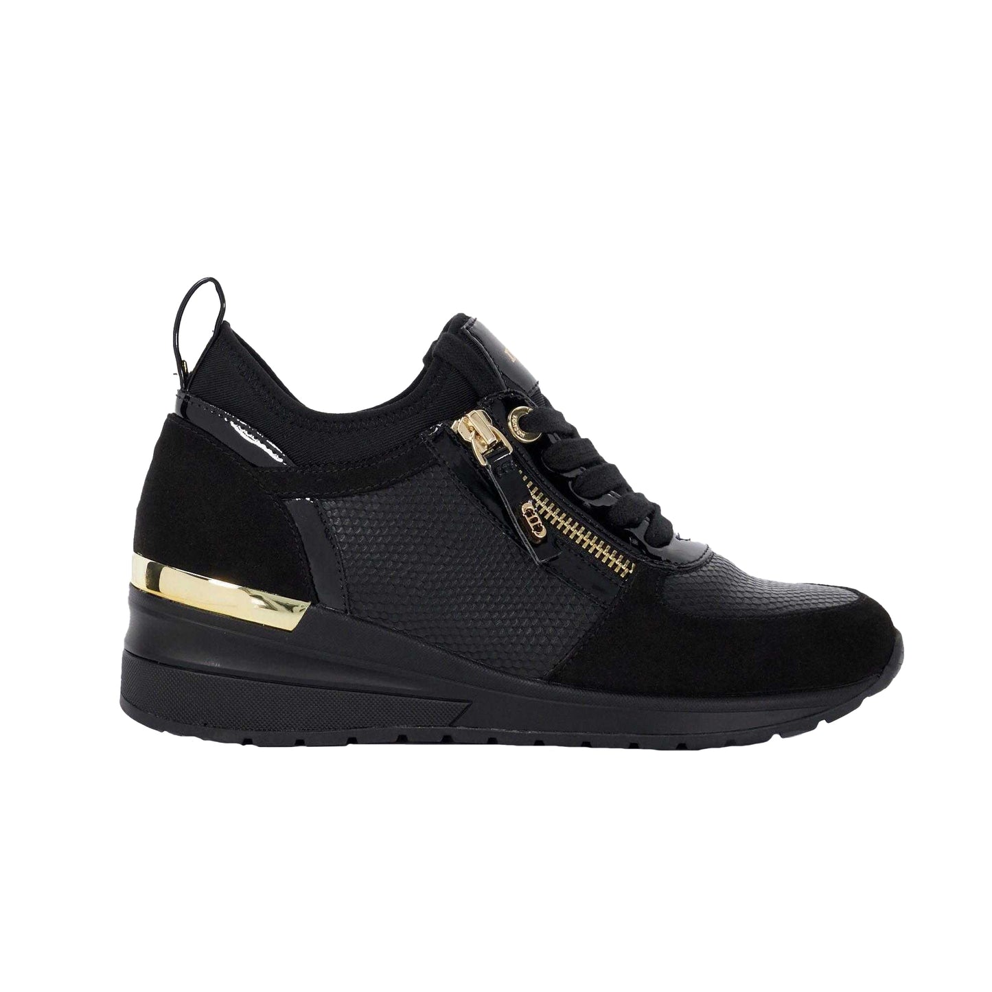 Black - Side - Dune London Womens-Ladies Eilisia Wedge Heel Trainers